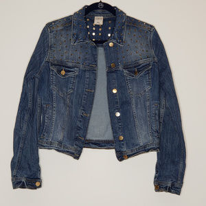 Zara Blue Studded Denim Jean Jacket